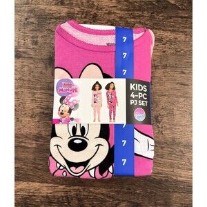 Disney Junior Minnie Mouse Youth Kids 4 Piece Pajama Set Pink Size 7